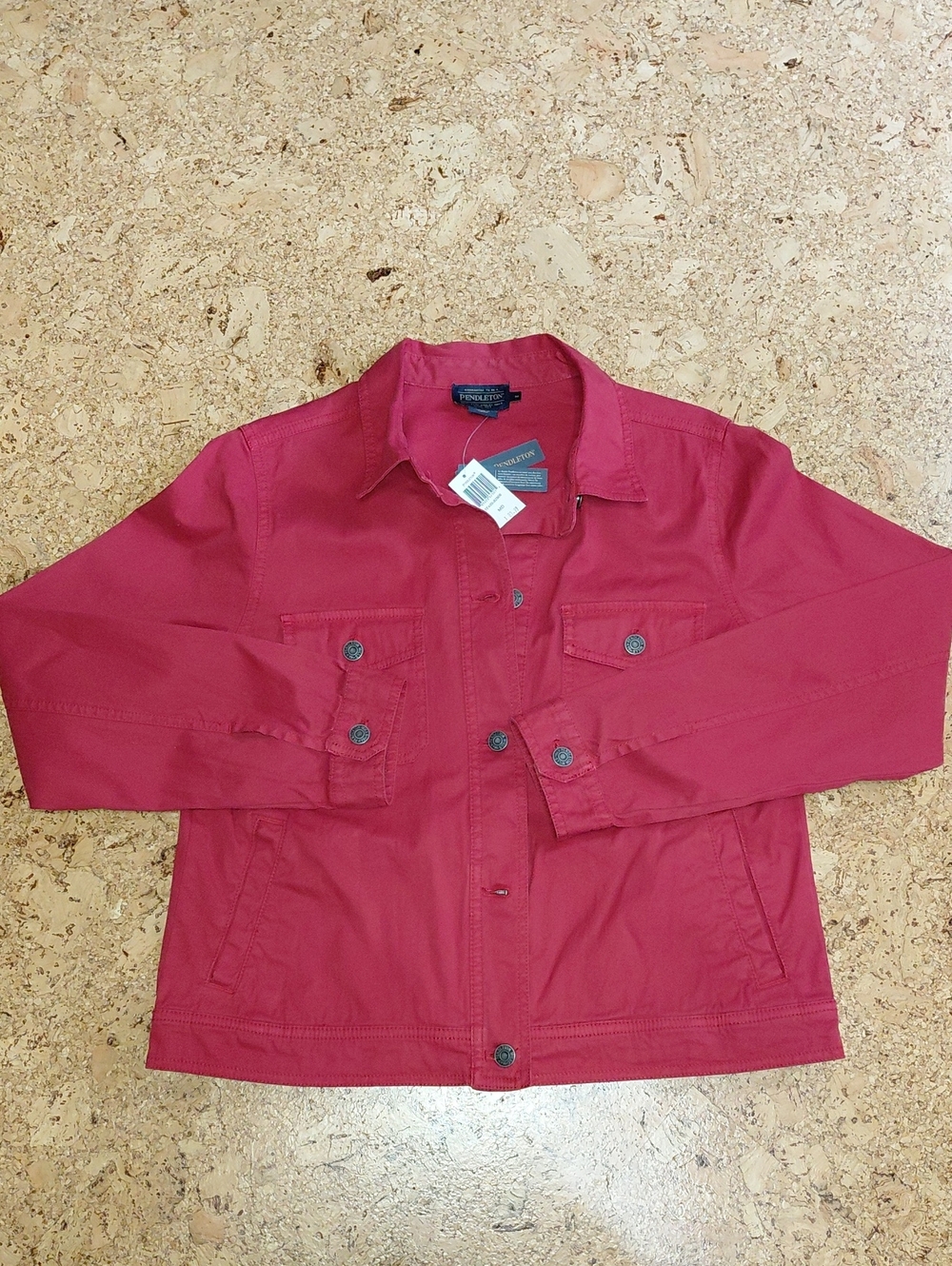 Pendleton Women's Bright Red Button Front Jean Jacket Size M NWT
